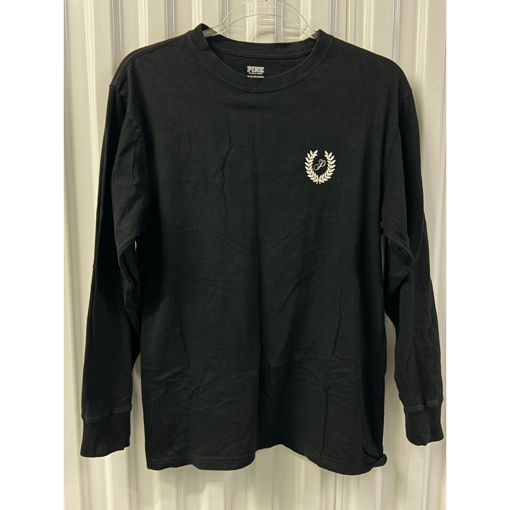 PINK Victoria's Secret Long Sleeve T-Shirt Womens XS Black Excellent Logo Crest
